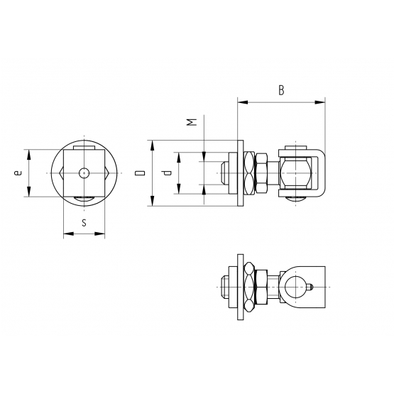 INOX záves nastav. s otočnou podložkou M20 - detail 2 - detail 2