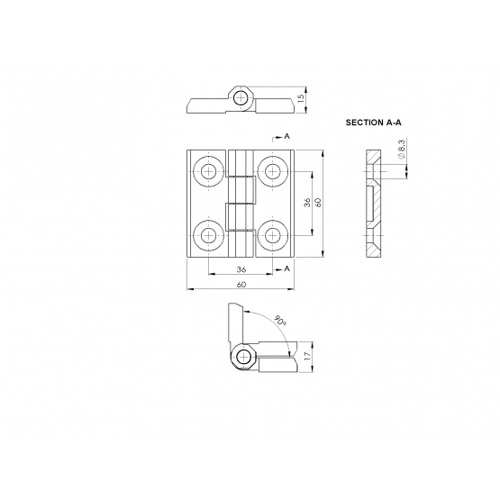 Záves na brány INOX, AISI316, L=60mm - detail 3 - detail 3