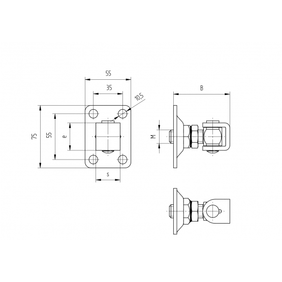 INOX záves nastav. s kotviacou prírubou, M12 - detail 1 - detail 1