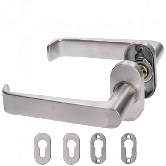 Kľučka so štítkom - pár, AISI 304, K320, L135mm - detail 1 - detail 1