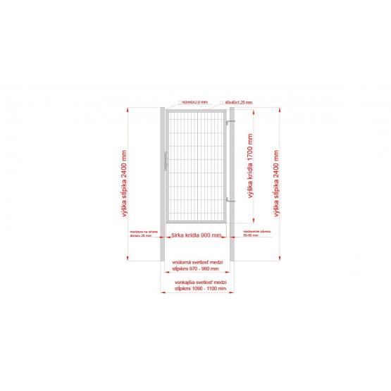Bránka 1kr. 2D BOX ZnPVC 1000x1700mm RAL 8017 hnedá - detail 1 - detail 1