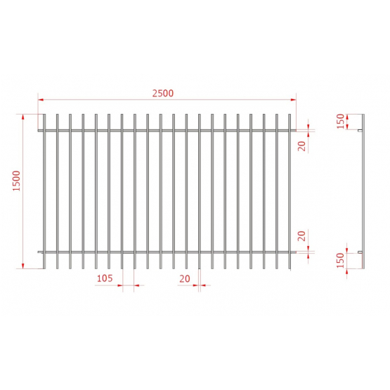 Plotové pole Oceľové INDUSTRY 2500x1500mm antracit - detail 3 - detail 3