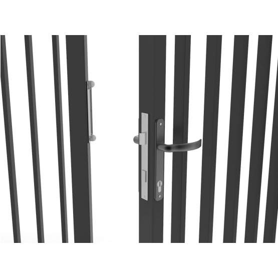 Bránka 1kr. Industry ZnPVC 1000x2000mm, antracit so stĺpikmi - detail 2 - detail 2