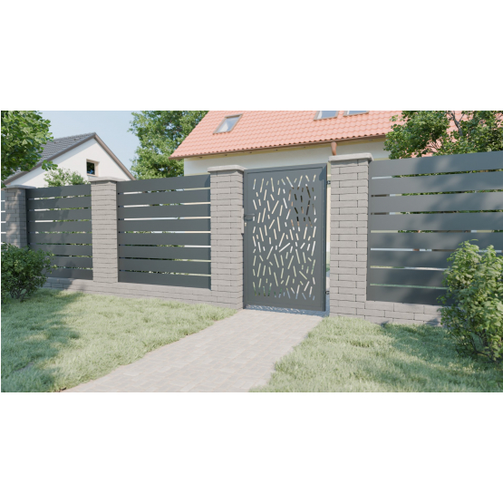 Dizajnová bránka PINA 1kr. 1000x1500mm antracit so stĺpikmi - detail 1 - detail 1