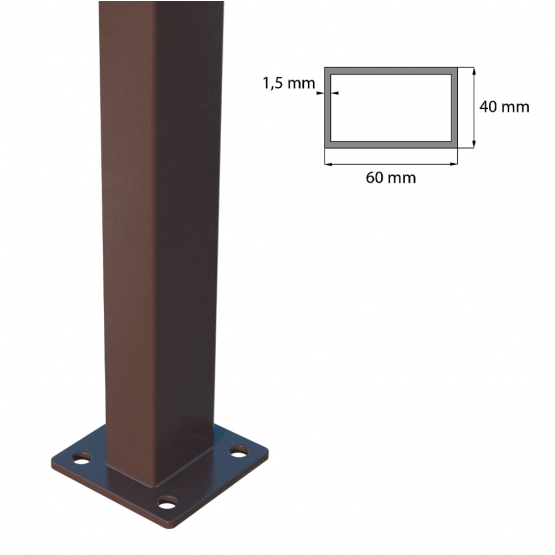 Stĺpik 60x40mm s pätkou ZnPVC 1800mm hnedá - detail 1 - detail 1