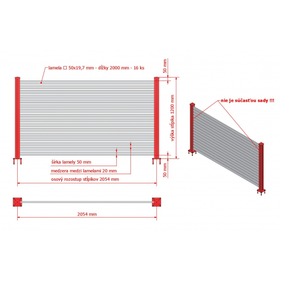 Modulárne Hliníkové oplotenie 1200mm SIA 50-A1S - detail 3 - detail 3