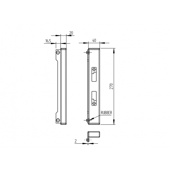 Doraz bránky univerzálny 40x20, Inox - detail 1 - detail 1