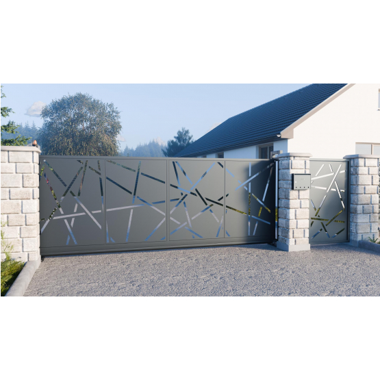 Dizajnová posuvná samonostná brána HALEN 1kr. 4000x1500mm antracit - detail 1 - detail 1