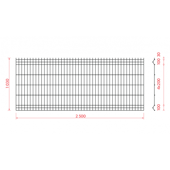 Zváraný plotový panel 3D ZnPVC 2500x1030x4mm čierna - detail 3 - detail 3