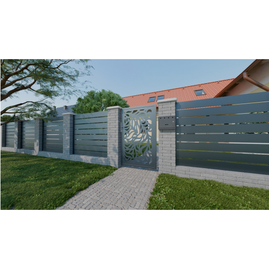 Dizajnová bránka FLORA 1kr. 1000x1200mm antracit so stĺpikmi - detail 1 - detail 1