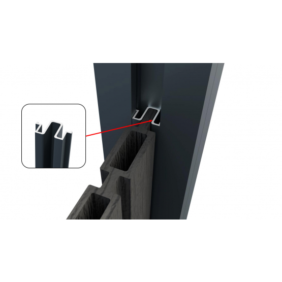 Hliníková krycia lišta pre vertikálnu výplň 1738mm - drážka antracit - detail 1 - detail 1