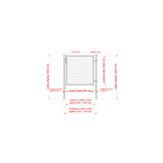 Bránka 1kr. ROUND ZnPVC 1000x1000mm, D75mm, zelená - detail 3 - detail 3