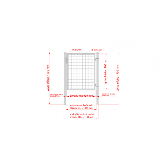 Bránka 1kr. ROUND ZnPVC 1000x1200mm, D75mm, zelená - detail 3 - detail 3