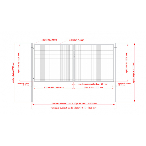 Brána 2kr. 2D BOX ZnPVC 4000x1700mm RAL6005 zelená - detail 3 - detail 3