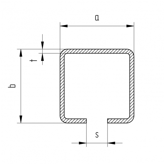 Profil vodiaci spodný INOX, 76x76x3mm, L3m - detail 1 - detail 1