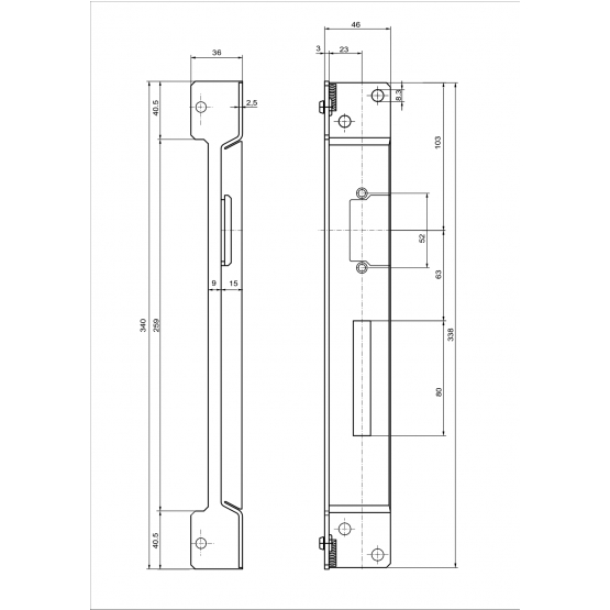 Doraz bránky pre elektromag. zámok, nízky, ľavý - detail 1 - detail 1