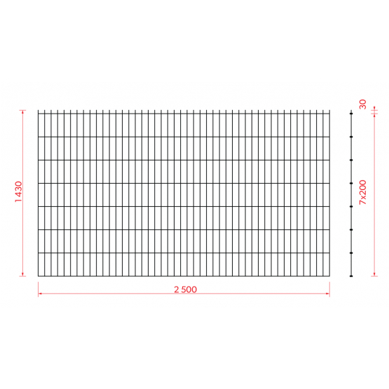Zváraný plotový panel N2D 2500x1430mm D5/4/5mm čierna - detail 3 - detail 3