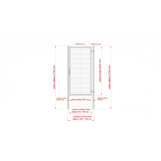 Bránka 1kr. 2D BOX ZnPVC 1000x2000mm RAL 7016 antracit - detail 6 - detail 6