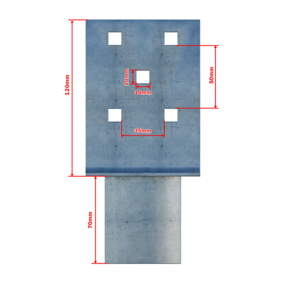 Nadstavec na zemnú skrutku Zn "L" 90x90x120x60mm - detail 3 - detail 3