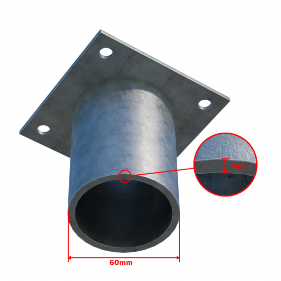 Nadstavec na zemnú skrutku plochý Zn 90x90x60mm - detail 2 - detail 2