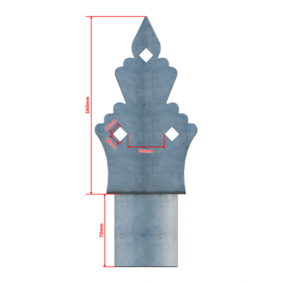 Nadstavec na zem.skrut. zdobený Zn U75x75x165x60mm - detail 3 - detail 3