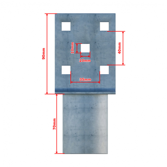 Nadstavec na zemnú skrutku Zn „L“ 70x70x90x52mm - detail 3 - detail 3