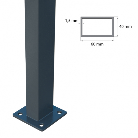 Stĺpik 60x40mm s pätkou ZnPVC 1200mm antracit - detail 1 - detail 1