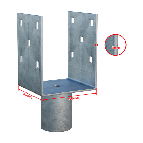 Nadstavec na zemnú skrutku Zn "U" 100x90x120x60mm - detail 1 - detail 1