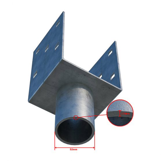 Nadstavec na zemnú skrutku Zn "U" 100x90x120x60mm - detail 2 - detail 2