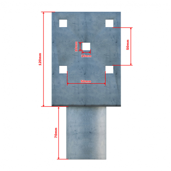 Nadstavec na zemnú skrutku Zn "U" 100x90x120x60mm - detail 3 - detail 3