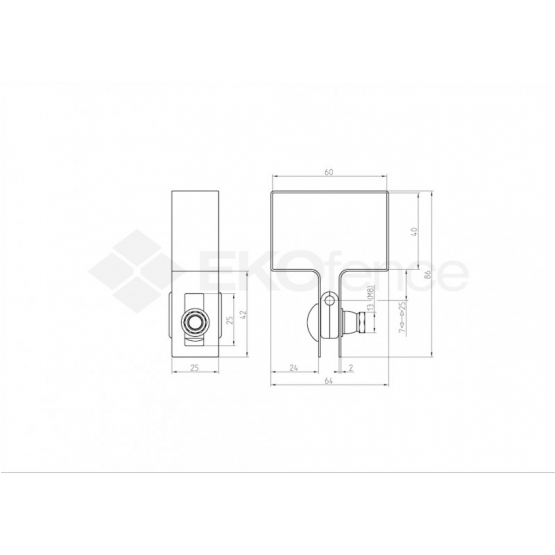 Objímka koncová na stĺpik Zn 60x40mm - detail 1 - detail 1