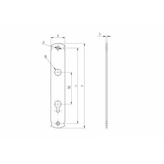 Štítok zámkový 240x40, t3, C90, D18mm - detail 3 - detail 3