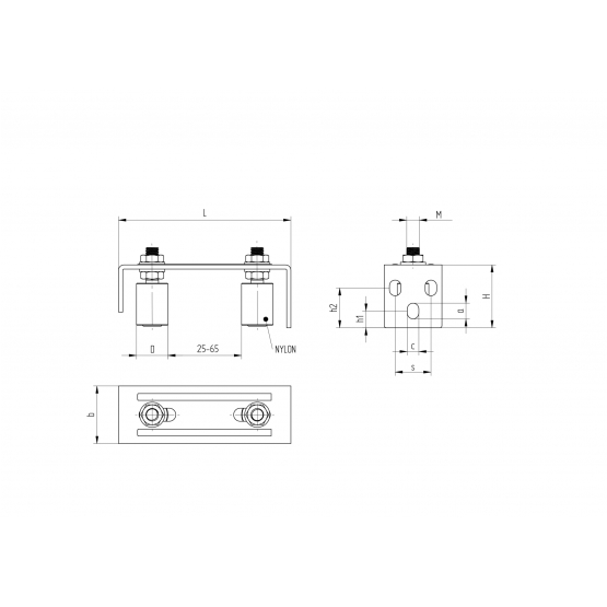 Vedenie horné 2 rolky, Zn, 145x57mm, D42 - detail 2 - detail 2