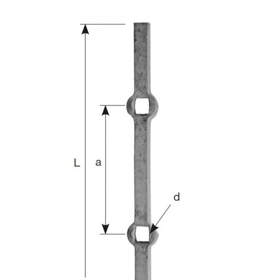 Prievlak 14x14, d15x15, a140, L2000mm - detail 1 - detail 1
