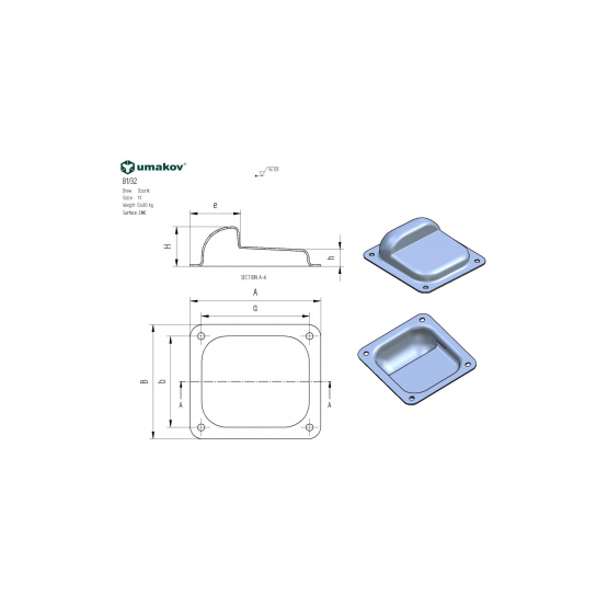 Doraz stredový pevný Zn, 158x138x50mm - detail 2 - detail 2