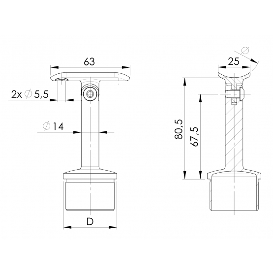 Držiak madla na stĺpik - detail 3 - detail 3