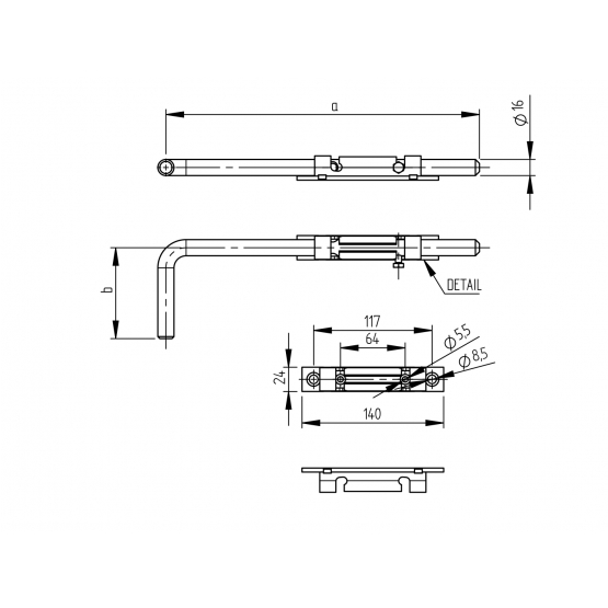 Zástrč brány Zn, L500mm - detail 3 - detail 3