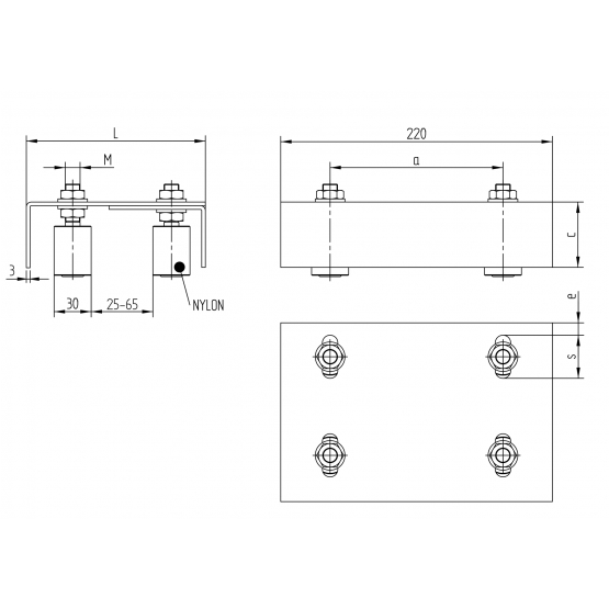 Vedenie horné 4 rolky, Zn, - detail 3 - detail 3