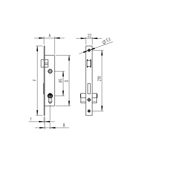 Zámok s cylin.vložkou do JP profilu 40x40mm - detail 3 - detail 3