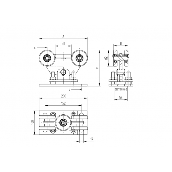 Vozík nosný Zn, profile 80x80mm - detail 2 - detail 2