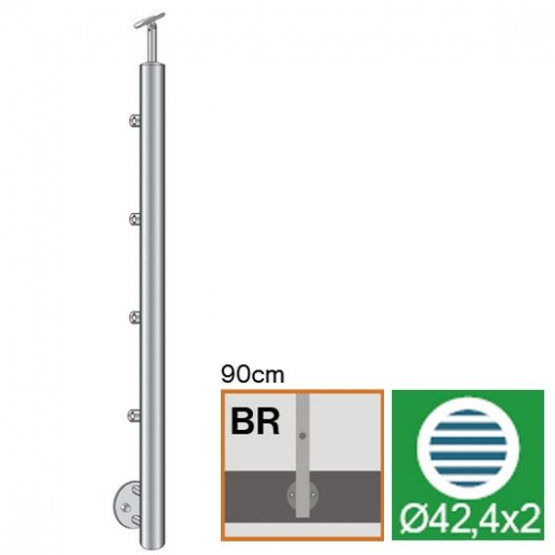 Stĺpik nerez, bočné kotvenie - rovné - detail 1 - detail 1