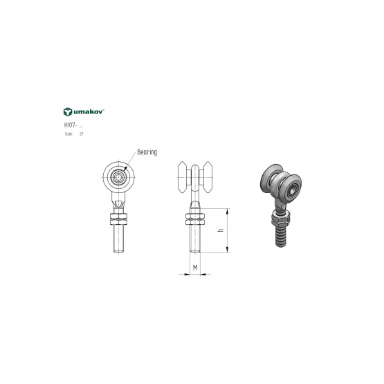 Dvojkoliesko závesné Zn, profile 33x34mm - detail 2 - detail 2