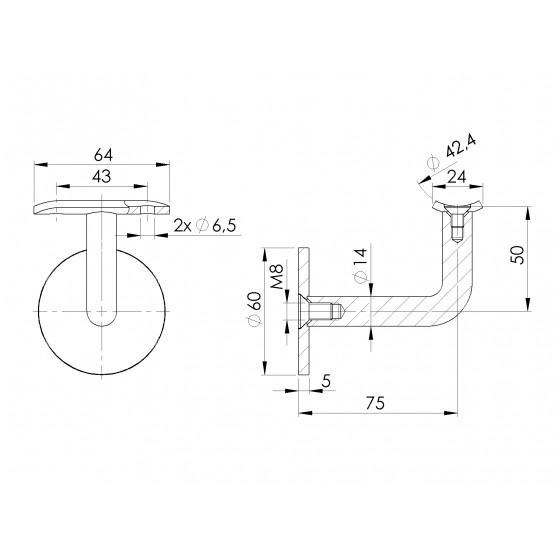 Držiak madla na stenu - detail 1 - detail 1