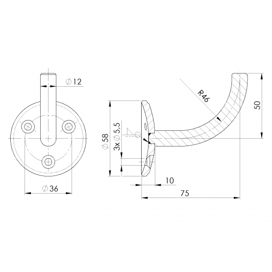 Držiak madla na stenu - detail 2 - detail 2