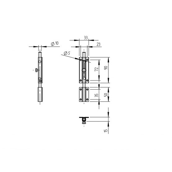 Zástrč brány-na zaistenie vis. zámkom Zn, L=150mm - detail 3 - detail 3