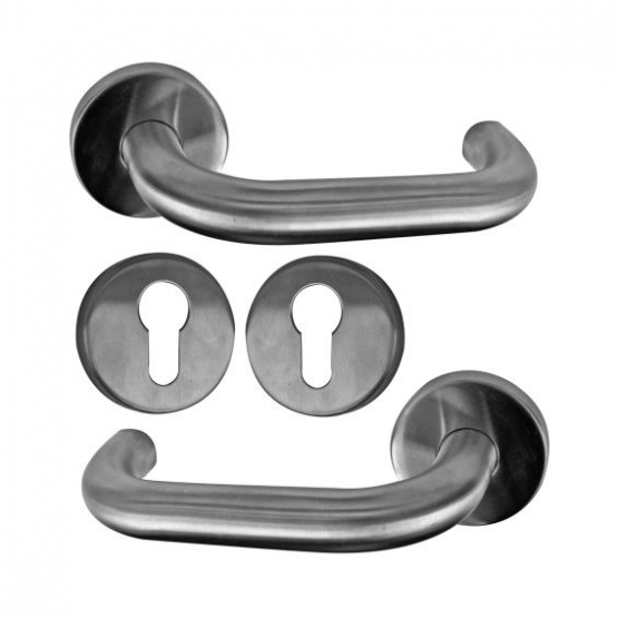 Kľučka so štítkom - pár, AISI 304, K320 - detail 2 - detail 2