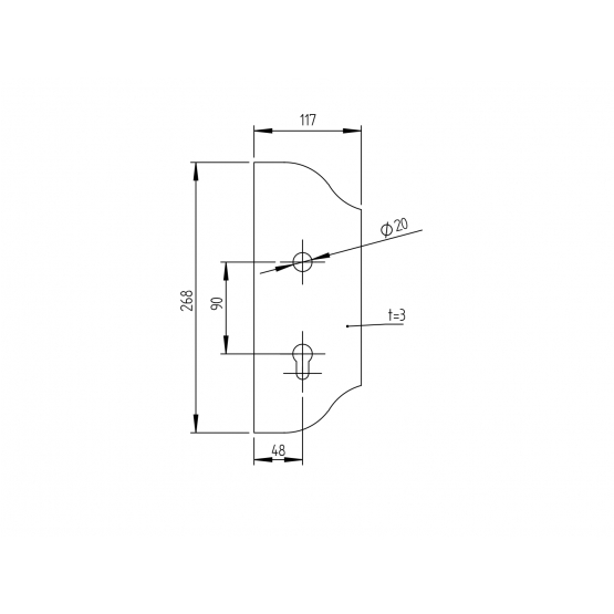 Štítok bránový zdobený- ľavý, 268x107, t3, a90, D20mm - detail 1 - detail 1