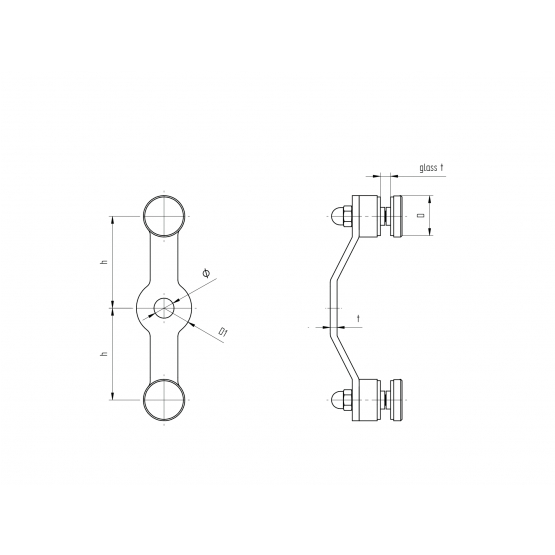 Zasklenie pevné - spider 02 AISI304, 2xD30mm/180°/ - detail 2 - detail 2