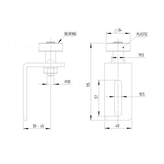 Koliesko nylonové s konzolou a ložiskom, Zn - detail 2 - detail 2