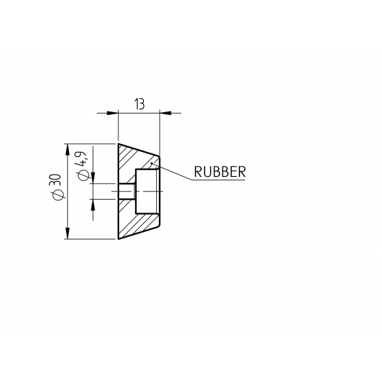 Doraz bočný, rubber, malý, h13, D30mm - detail 2 - detail 2